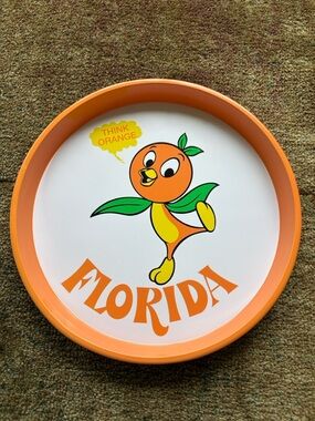 Disney Florida Orange Bird Serving Tray - Orange and White New 11.5 in diameter